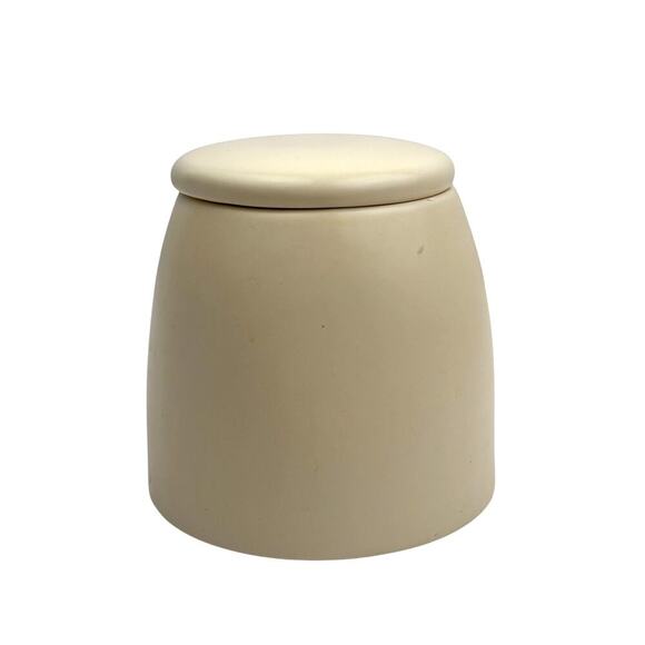Umbra Mono Beige Ceramic Canister Lidded Jar Minimalist 5" - Picture 1 of 15